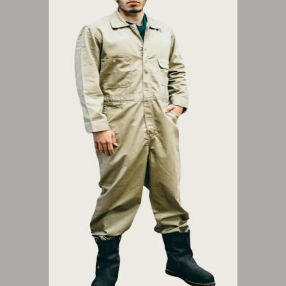 Rasco FR Khaki Flame Resistant Coverall Mens Size 46-R / XL 100% Cotton Unlined - Picture 2 of 16
